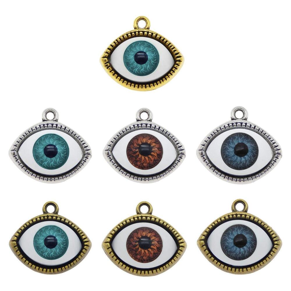 4082 35Pcs Mixed Bronze Silver Evil Eye Charms Pendants for Jewelry Making